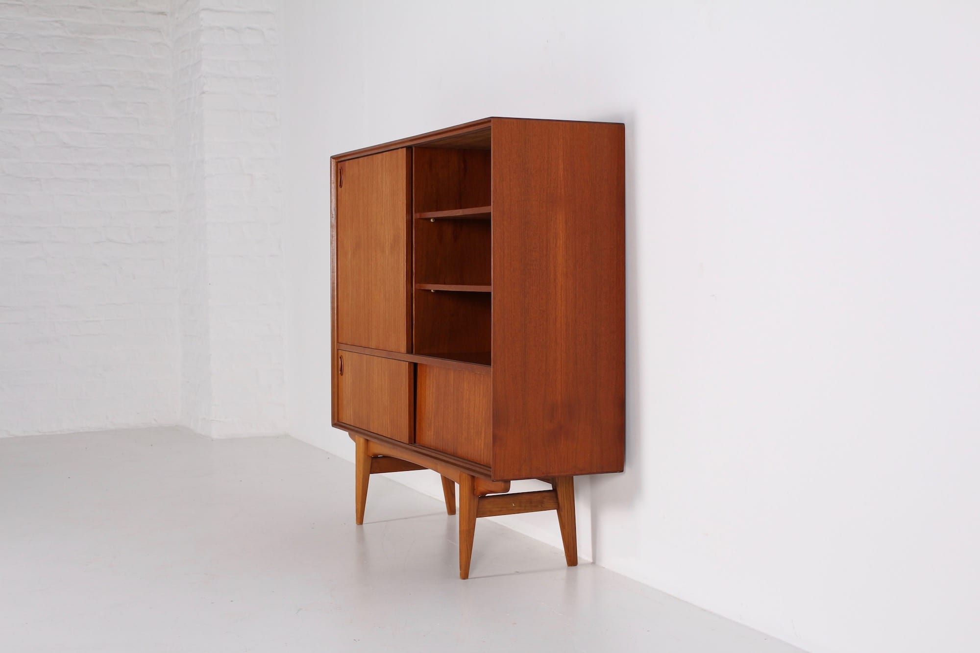 Paola Tall Teak Bar Cabinet by Oswald Vermaercke side view