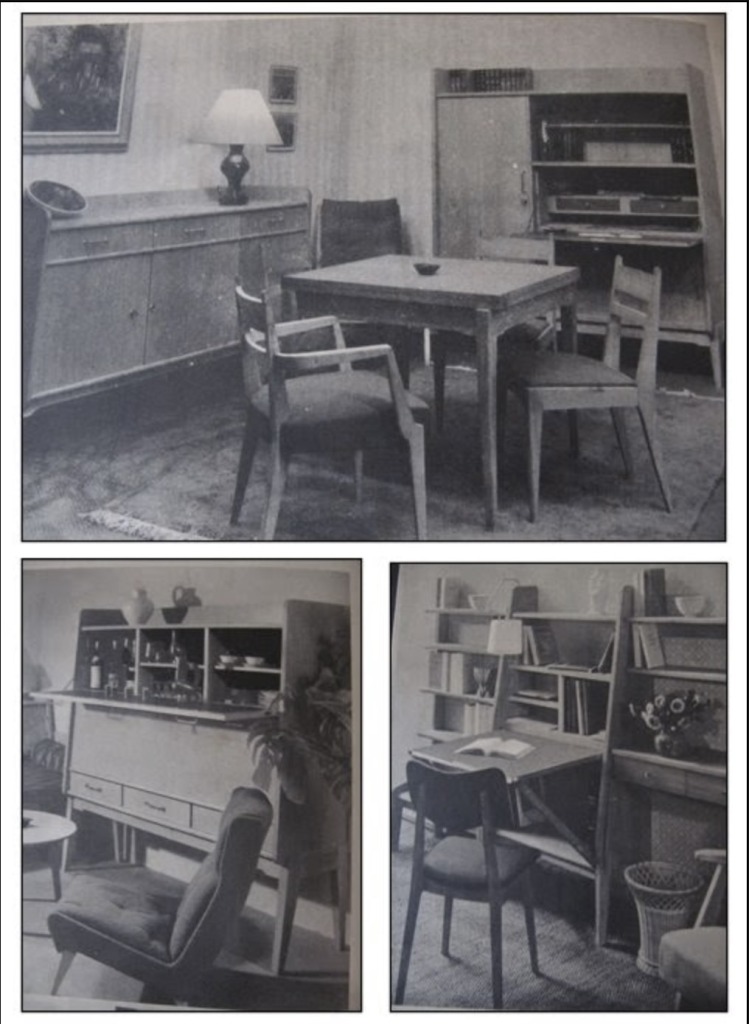 René-Jean Caillette, photographies anciennes de la table et des sièges assortis