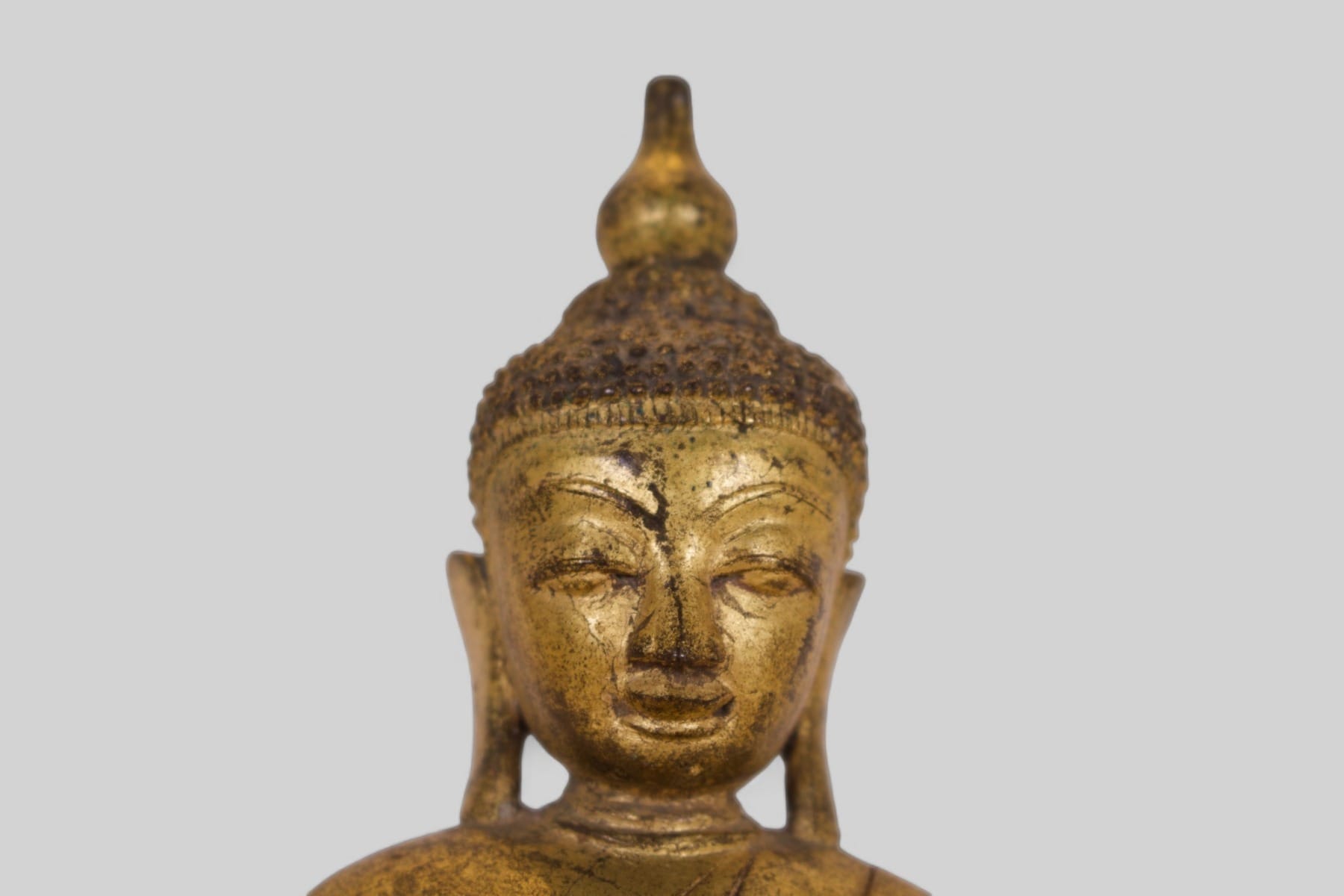 Visage bouddha en bronze antique Birmanie