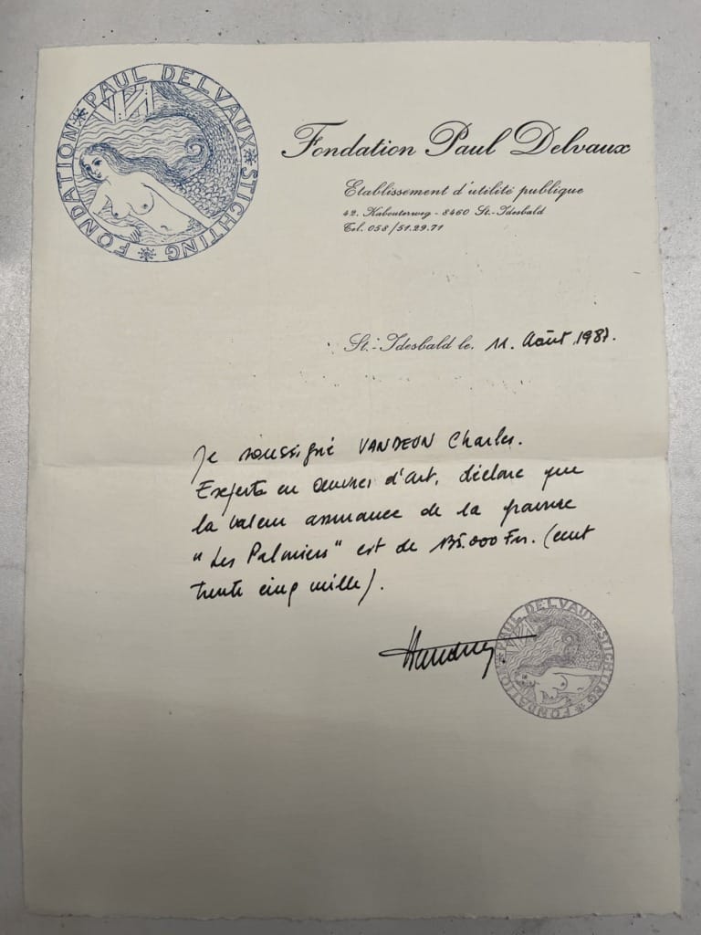 attestazione Fondazione Delvaux