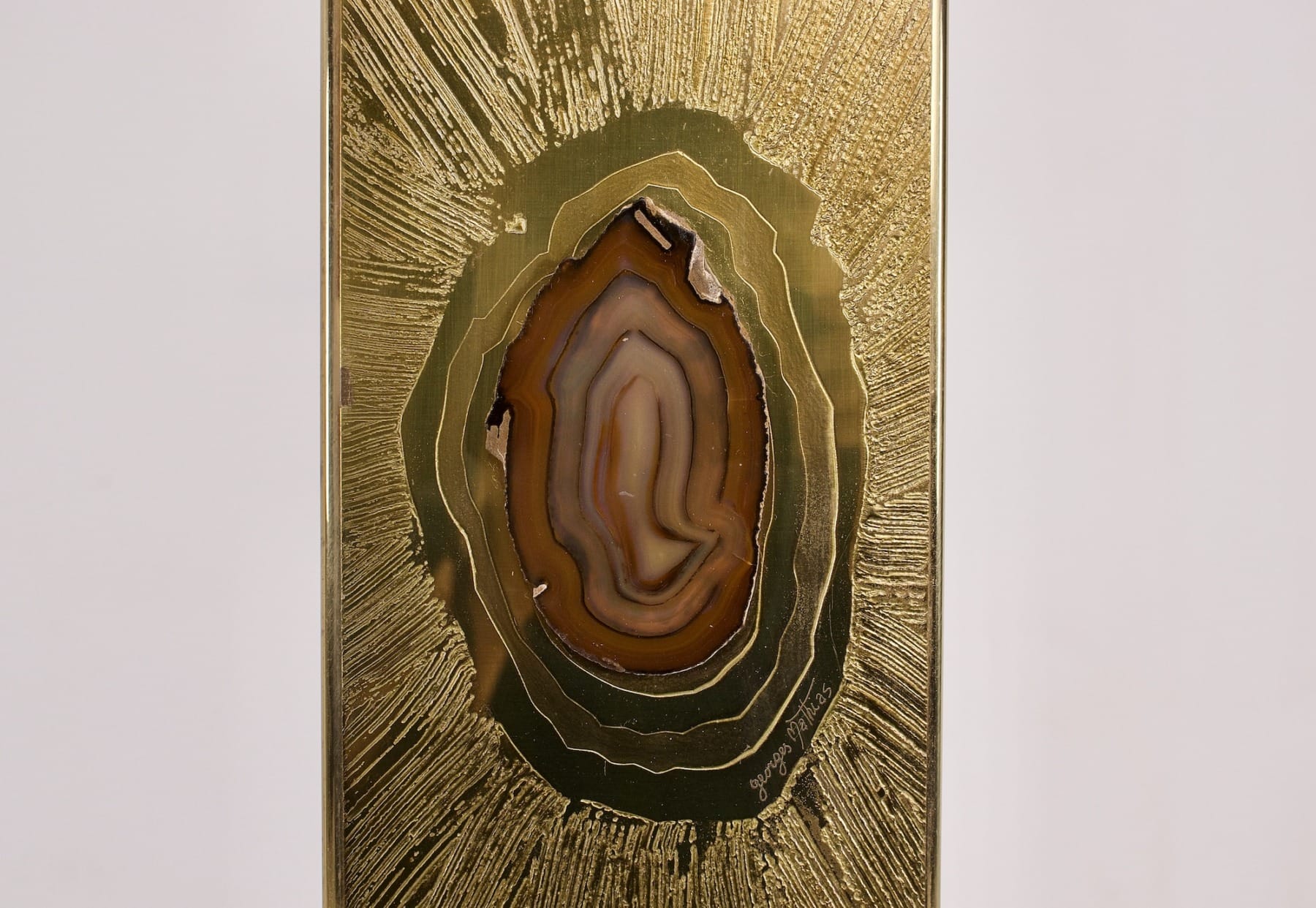 Lampe De Table En Laiton Georges Mathias Agate De Gandt