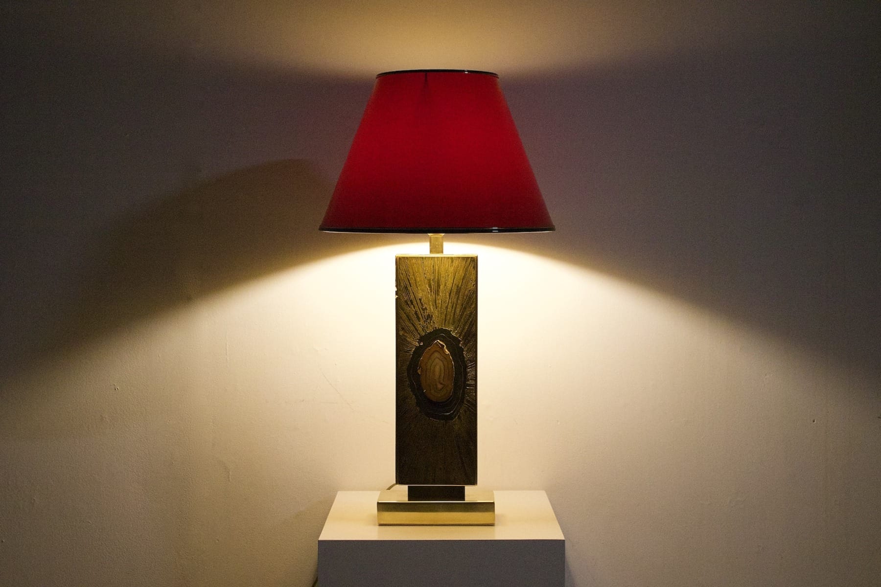 Lampe De Table En Laiton Georges Mathias Agate De Gandt