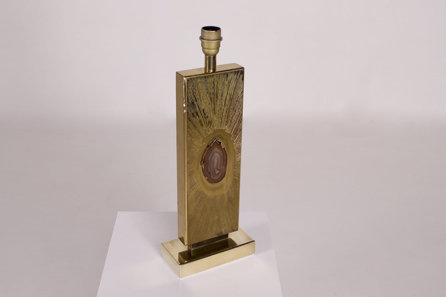 Lampe De Table En Laiton Georges Mathias Agate De Gandt