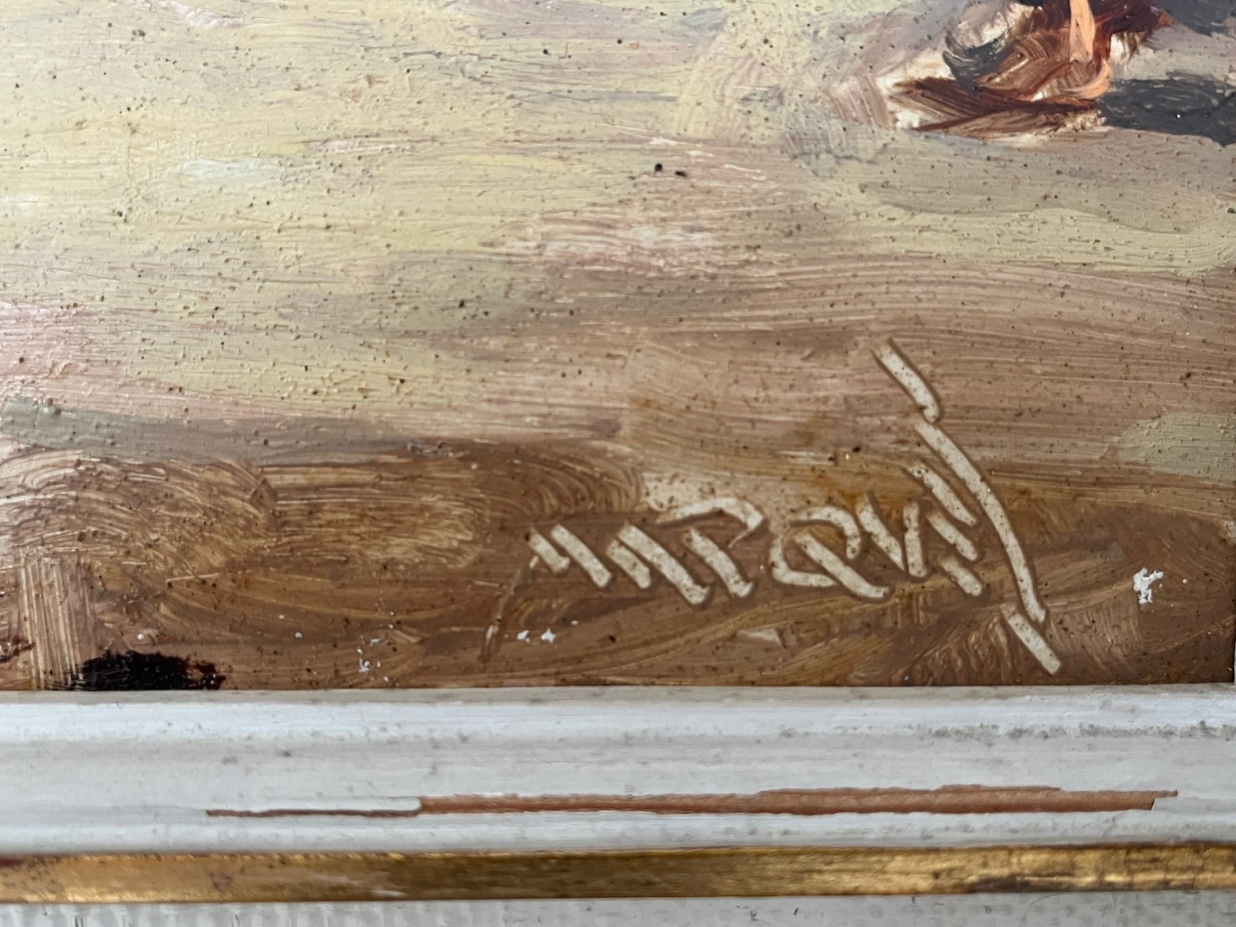 peinture à l'huile de Guilherme d'Oliveira-Marques gros plan de la signature