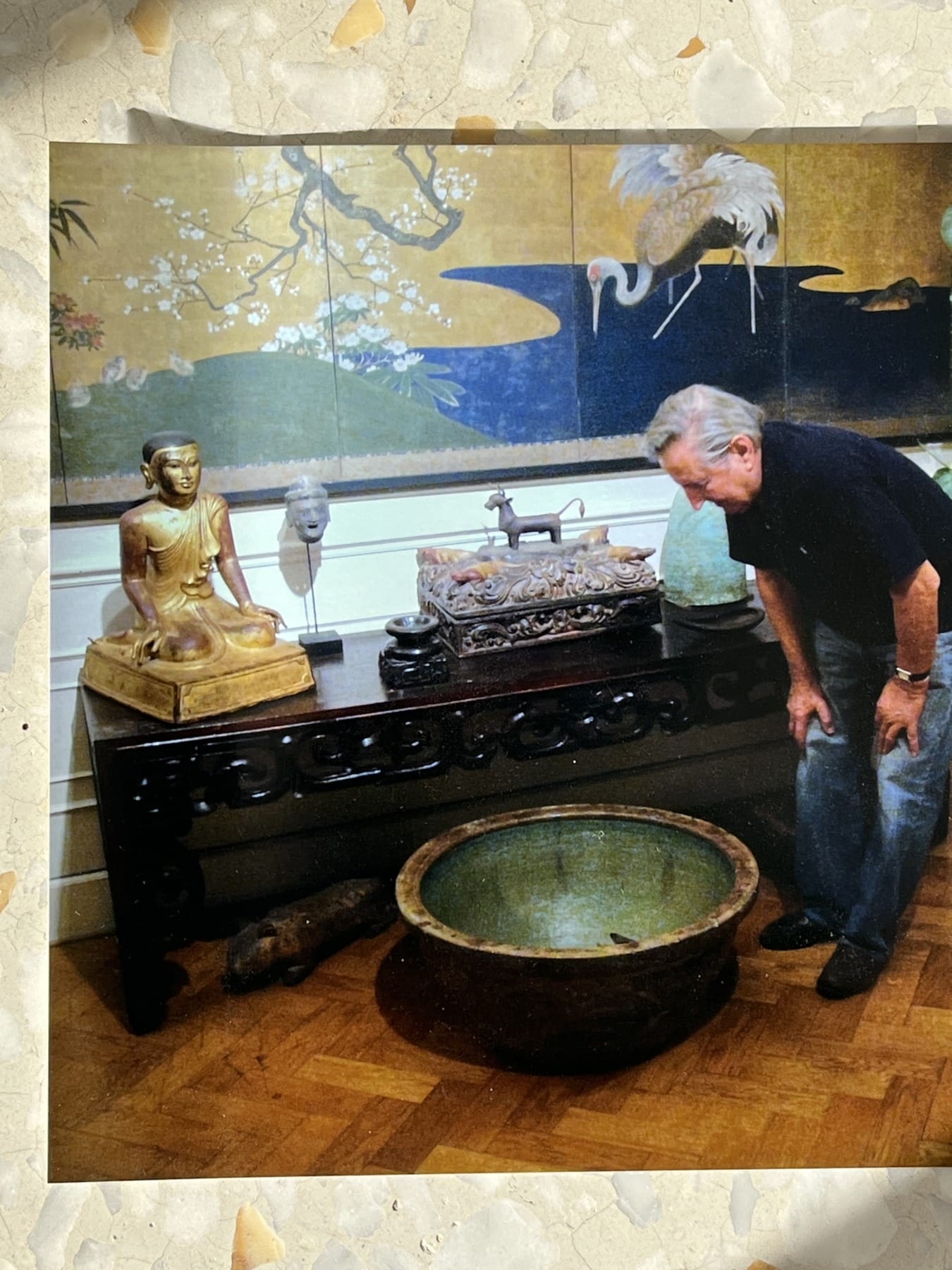 Birmese aanbiddende monnik in verguld brons - Afbeelding 18