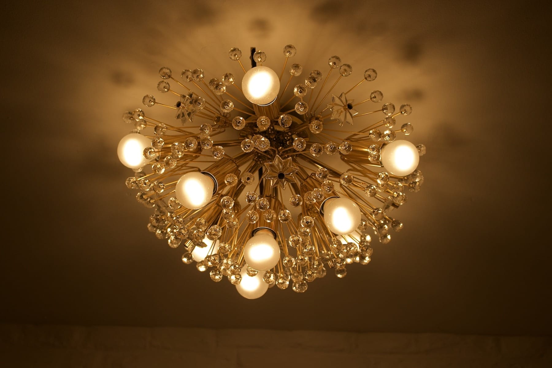 Plafonnier ou applique Flocon d'Emil Stejnar et Rupert Nikoll éclairé, de face