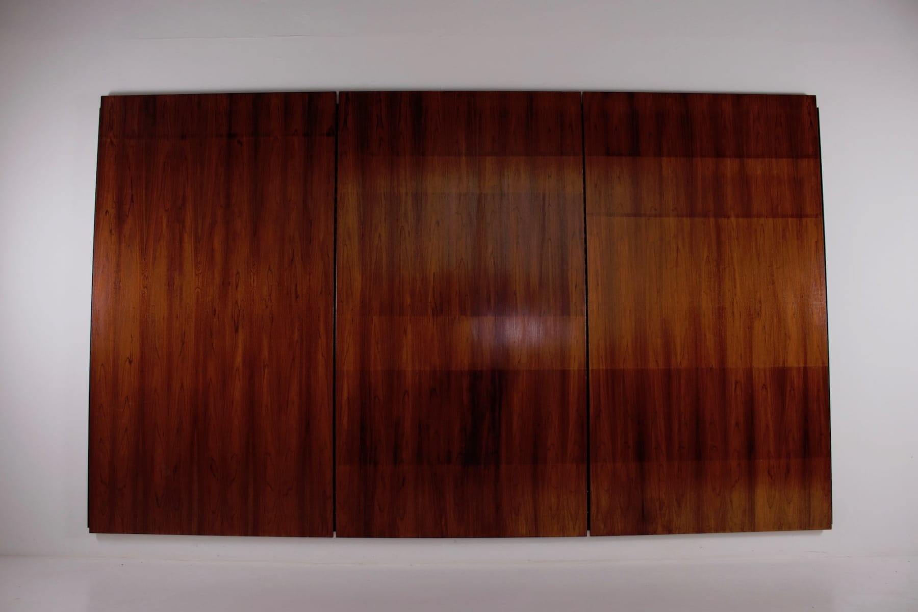 Les panneaux muraux de palissandre de Rio avec leurs marques de décoloration, vue de face