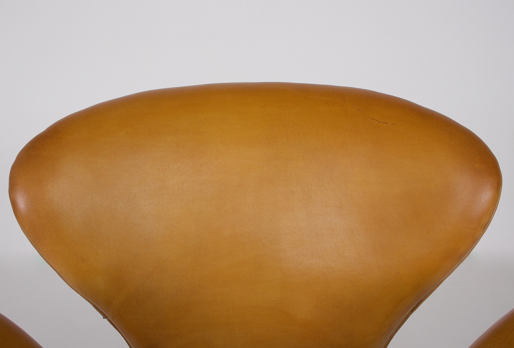 Gros plan sur le cuir patiné du dossier du fauteuil