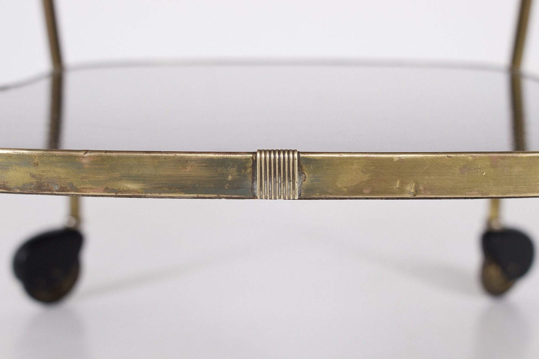 Brass trim of a tray