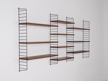 Scaffale in legno e metallo di design String anni '60