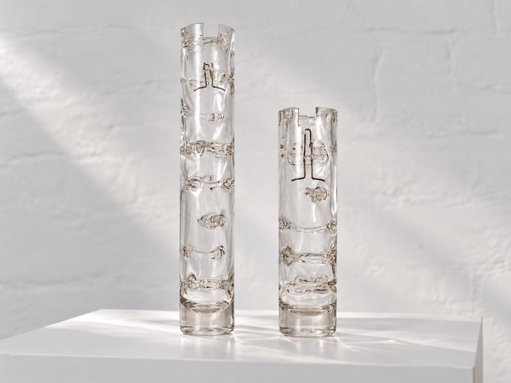 Tubes en verre pour suspension Doria vintage, épais et texturé