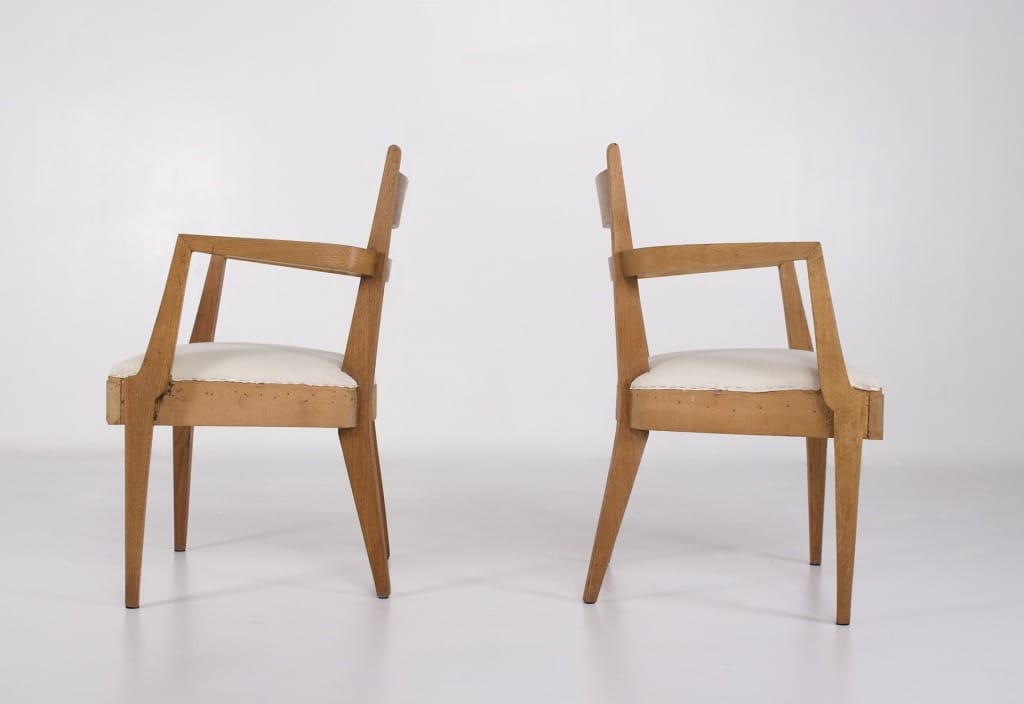 Fauteuils de Caillette dos à dos en bois, design français vintage